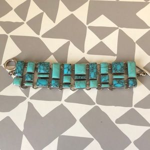 Vintage Turquoise Geometric Toggle Bracelet
